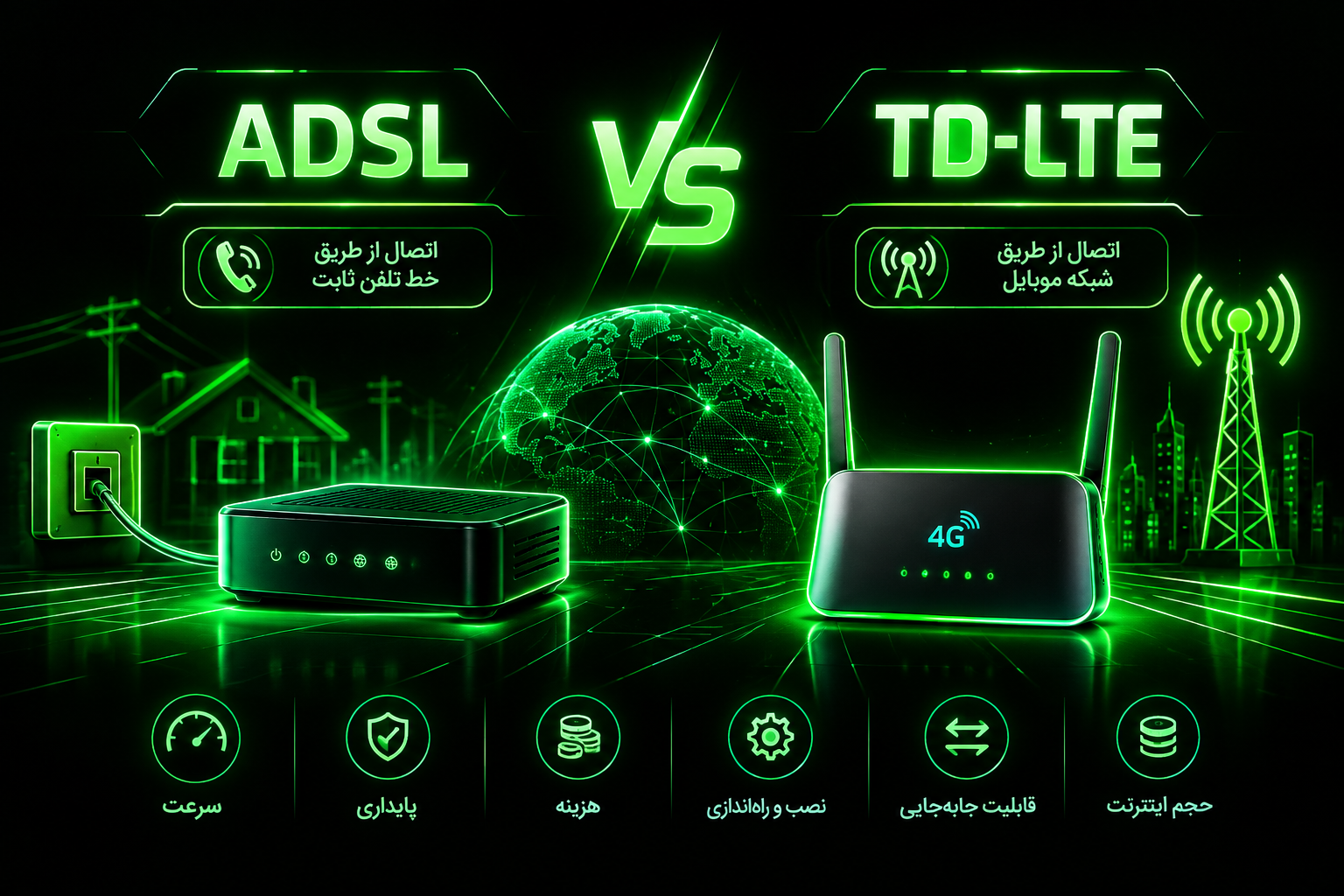 مهم‌ترین تفاوت اینترنت ADSL و TD-LTE چیست؟